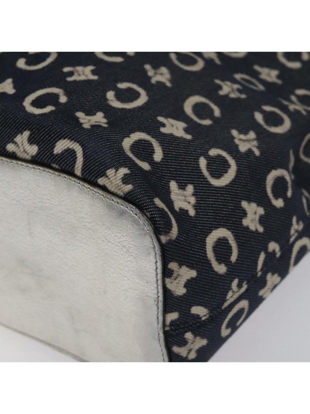 Authentic CELINE C Sulky Circle Shoulder Bag Canvas Navy Clear - Picture 16 of 16